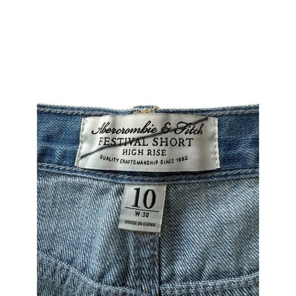 NWT Abercrombie & Fitch Women's Blue High Rise Festival Shorts Size 10 - Picture 3 of 4